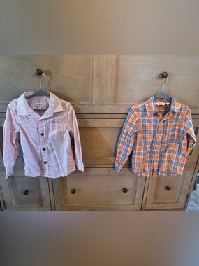 Janie and Jack Cat & Jack Pink Long-Sleeve Button-Down Shirt and Orange and Blue